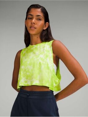 lululemon athletica Neon Lime Tie-Dye Cropped Muscle Tank